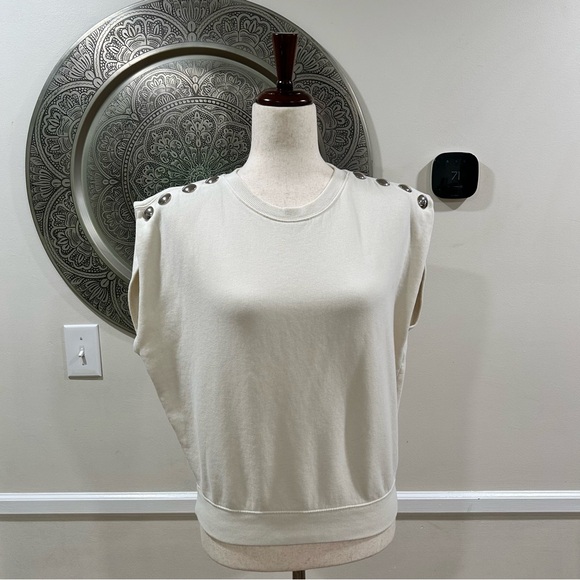 Clare V. le vest in cream with studs - Size XS - Picture 2 of 11